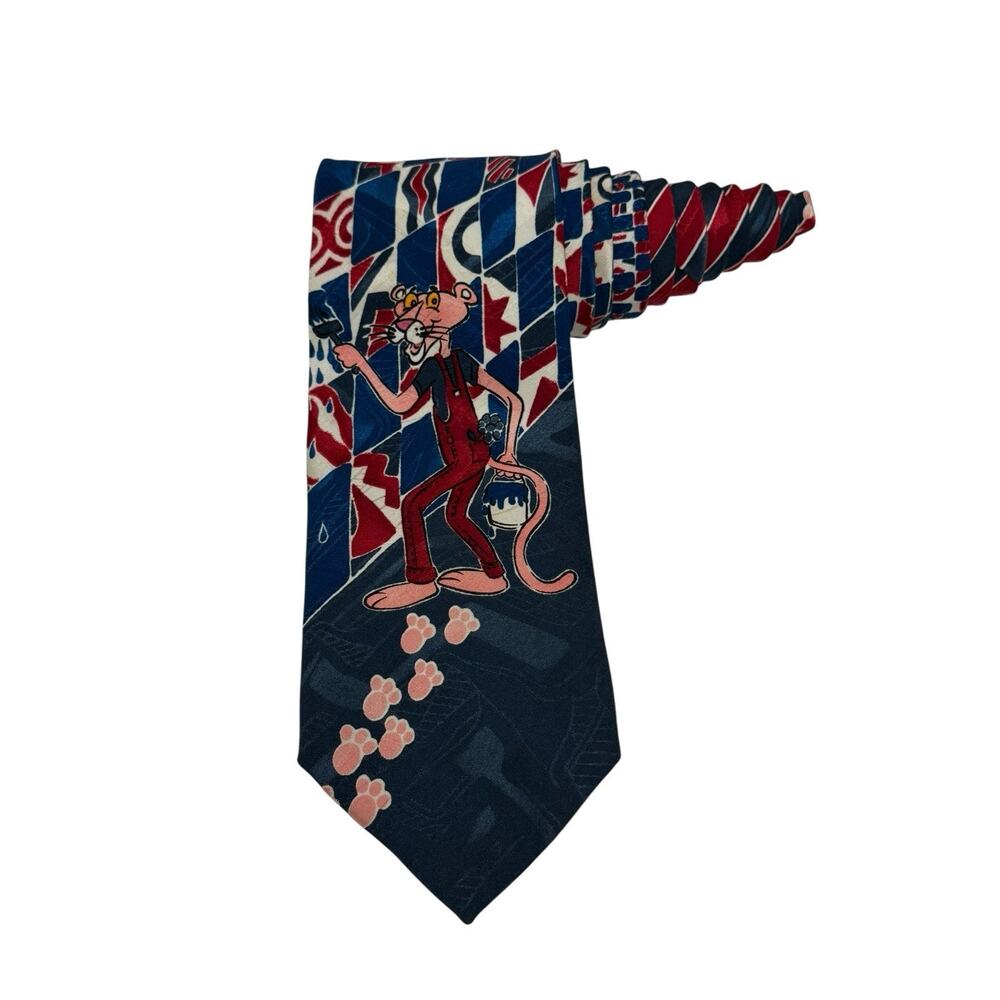 Vintage 1993 The Pink Panther Wet Print Cartoon Novelty Necktie Polyester